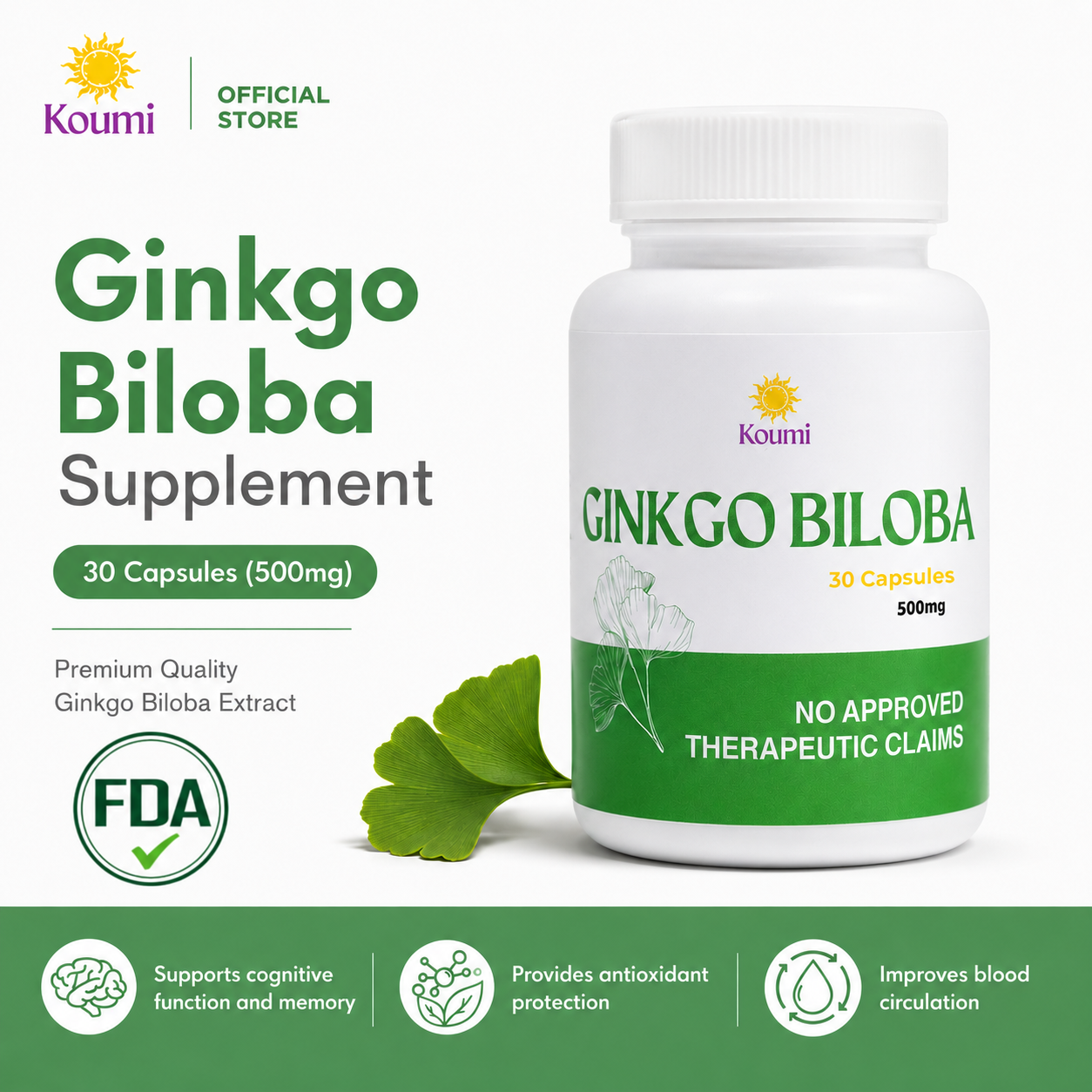 Koumi Ginkgo Biloba 30 Capsules